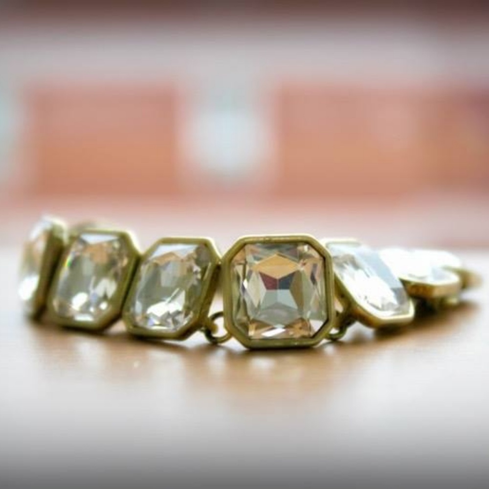 Retro Glam Square-Cut Crystal Bracelet